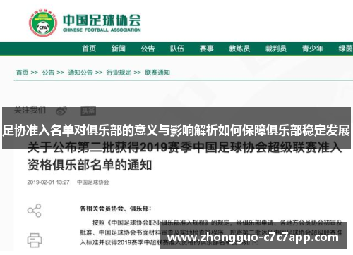 足协准入名单对俱乐部的意义与影响解析如何保障俱乐部稳定发展 足协准入名单对俱乐部的意义与影响解析如何保障俱乐部稳定发展